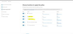 dlp choose location to apply policy